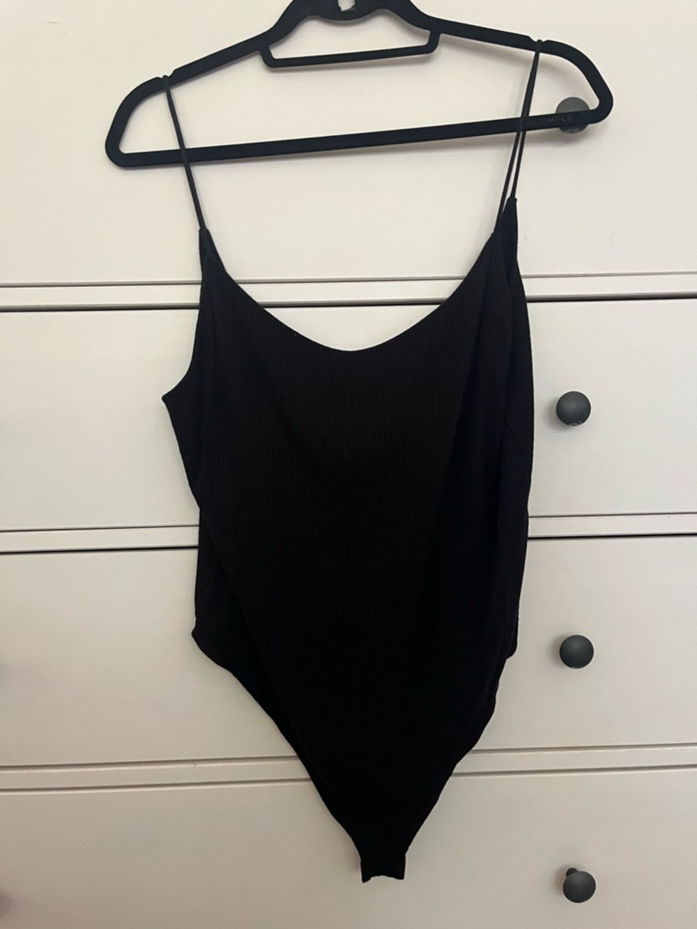 H&M Black Ribbed Scoop-Neck Bodysuit